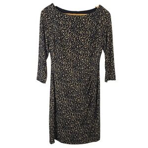 Lauren Ralph Lauren Women's Black Tan Print Sheath Bodycon Dress Size 8